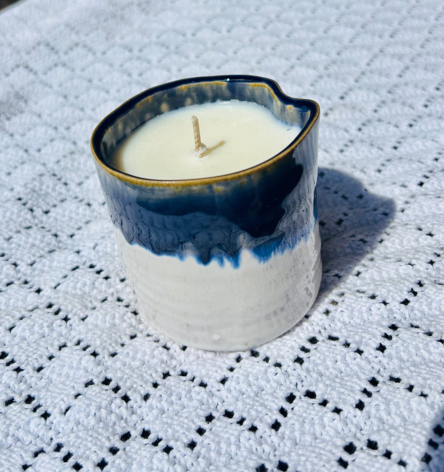 Blue ceramic garden candle