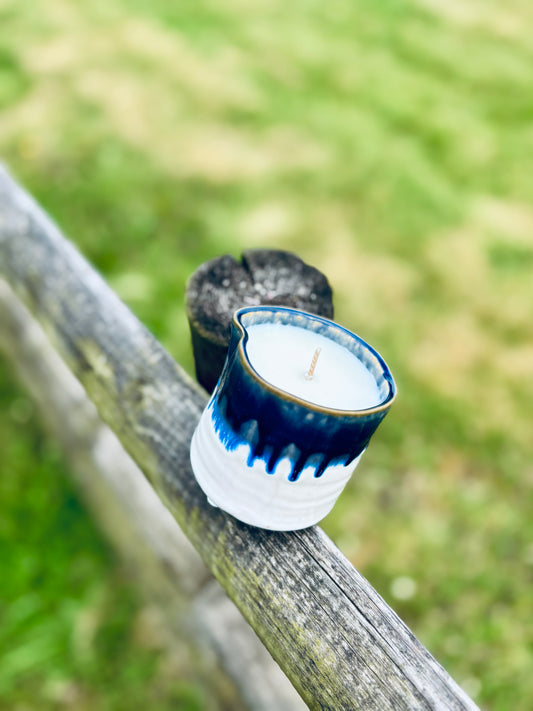 Blue ceramic garden candle